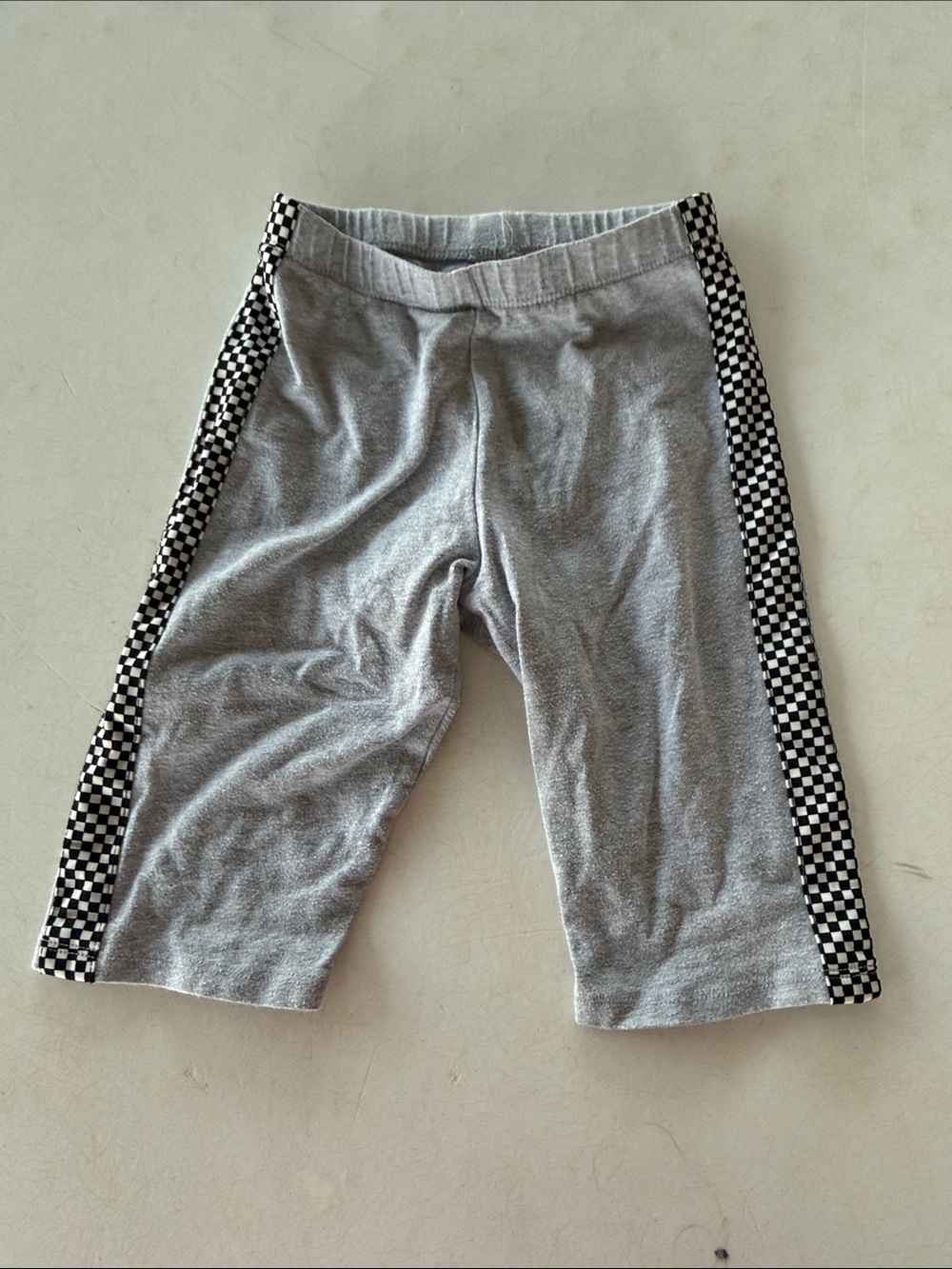 America Kids Gray Capri Leggings with Checkerboard Side Panels